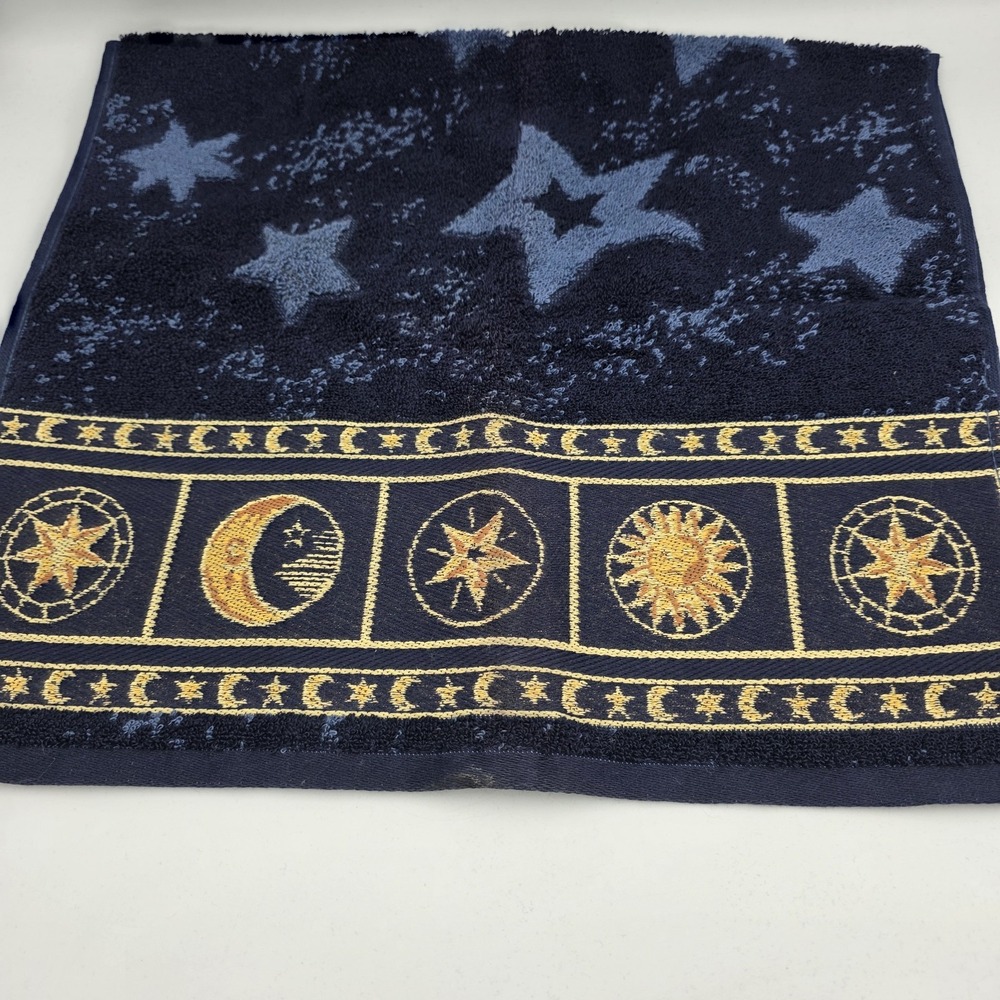 NWT Vtg 90s Home Trends Celestial Hand Towel Blue Sun Moon Stars Y2K Cosmic